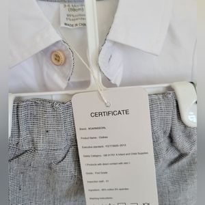 Boarnseorl Baby Boys White Printed Shirt Bib Shorts Bow Tie Suspender,Infant Toddler Gentleman Outfits Suits